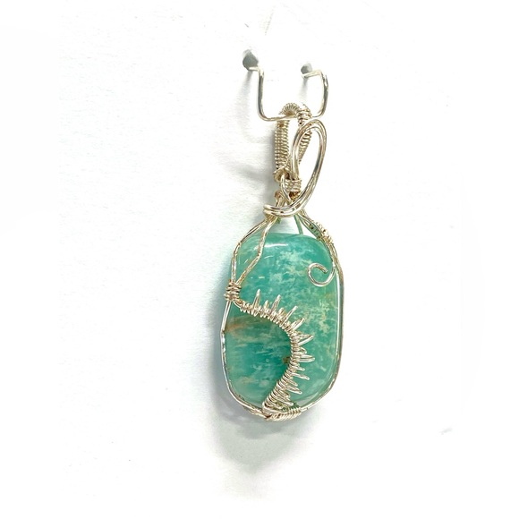 HANDMADE Genuine Amazonite Hand Wrapped Pendant, Gift for Her, Artisan Jewelry - Picture 5 of 10